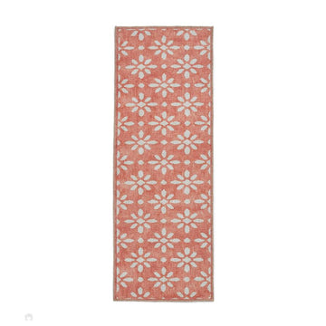 Washable Coral H1062 Modern Geometric Lightweight Printed Polyester Flatweave Orange Runner-Think Rugs-Rug Love - The Most Loved Rug Store